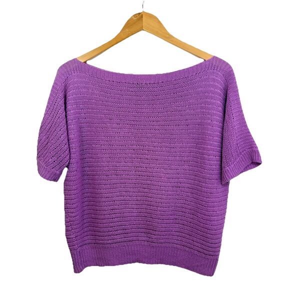 Lauren Ralph Lauren Tops - Lauren Ralph Lauren 100% Linen Crochet Knit Top Purple Lavender Spring Size M